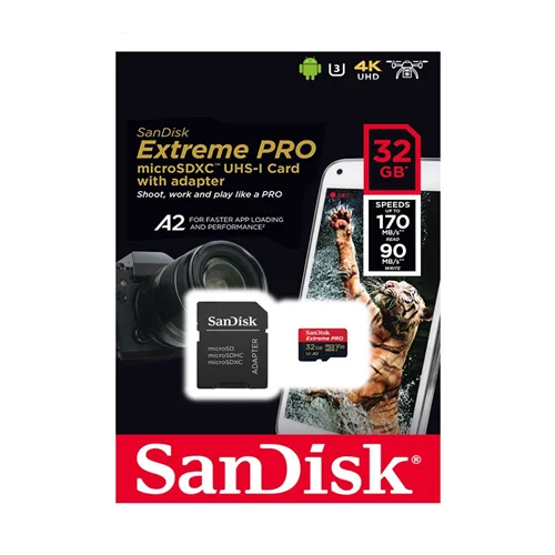 کارت حافظه سندیسک 32 گیگابایتMicro SD sandisk 32G با آداپتور